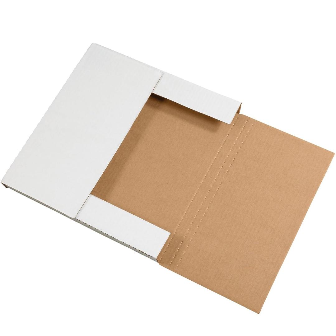 Tape Logic TLM10101 Easy-Fold Mailers, 10 1/4" x 10 1/4" x 1", White (Pack of 50)