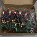 Panelee 48 Pcs Artificial Pine Picks - Christmas Picks for Crafts, Floral, Pine Cones, Sprays, Wreath & Berry Stem Bulk for Xmas Tree & Winter Holiday