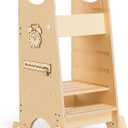 Wooden Toddler Standing Tower, Adjustable Height Learning Tower for Kids, 17.7"D x 22.8"W x 35.6"H