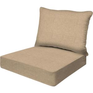Honeycomb Outdoor Essentials Deep Seat, 24 x 24, Hampton Texture Neutral Chair Cushion for Patio Furniture