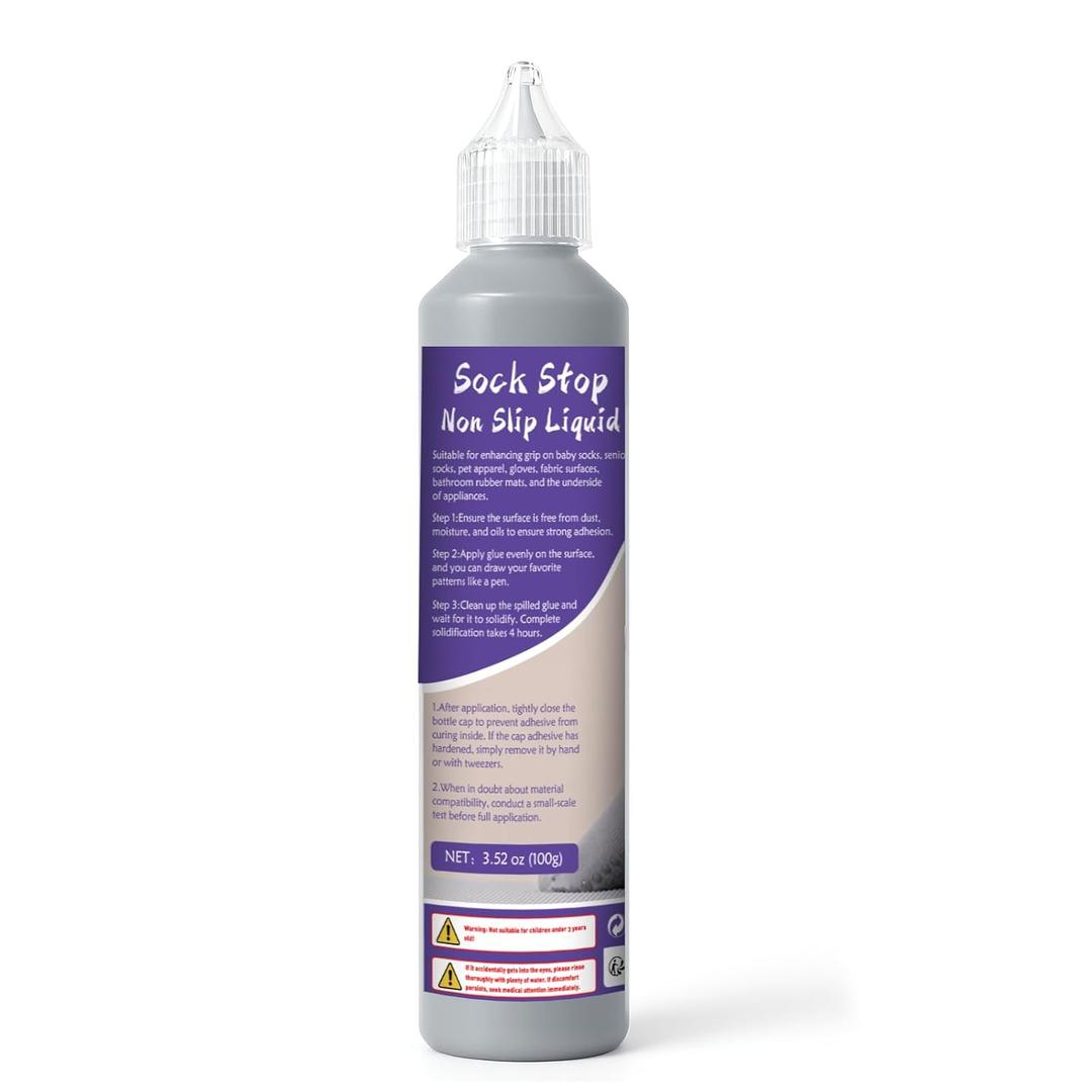 1DFAUL 100g Sock Stop Non Slip Glue Clear, Sock Anti Slip Adhesive Waterproof, Latex-Free, Water-Based, Odorless and Washable, for Hangers, Carpets, Bathroom Mats (Gray)
