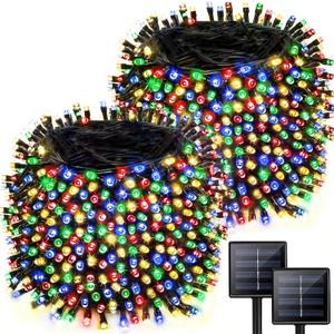 2 Pack 480 LED Solar Chrismas Lights Outdoor, 170 FT Super Long Solar String Lights for Outside with 8 Modes & Memory Function, Waterproof Twinkle Light for Xmas Tree Party Decorations (Multicolor)