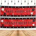 Masters Graduation Banner 2pc Class of 2026 Backdrop Sign Mastered It Congrats Grad Decor Black Red Graduation Decorations for Home Party