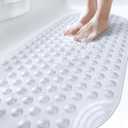 DEXI Bathtub Mat Non Slip 16x35, Shower Floor Mats for Bathroom Bath Tub, Washable Oval Bathmat with Suction Cups and Drain Holes, Clear
