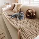 FUNNY FUZZY Pet Couch Covers for Sofa, Flannel Dog Couch Cover for Dogs Washable, Sofa Cover Furniture Protector Pet-Friendly Sofa Cover for Dogs & Kids (Light Brown, 27.6"×59.1")