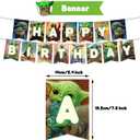 Yoda Birthday Party Decorations, 1 Banner, 18 Balloons, 1 Big Cake Topper, 12 Cake Topper,6 Hanging Swirls for Fans