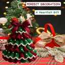 DIY Crochet Christmas Tree Kit,Handmade Crochet Christmas Tree,Tree Bow Pearl Embellishment,Beginner Christmas Crochet Kit,Christmas Craft Kit with Yarn Hook Beads Instructions