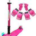 ChromeWheels Scooters for Kids, Deluxe Kick Scooter Foldable 4 Adjustable Height 150lb Weight Limit 3 Wheel, Lean to Steer LED Light Up Wheels, Best Gifts for Girls Boys Age 3-12 Year Old