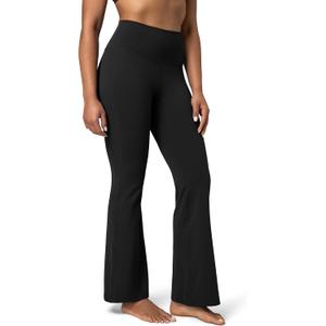 Colorfulkoala Women's Dreamlux Workout Flare Leggings High Waisted Wide Leg Bootcut Yoga Pants 29.5" / 31.5" Inseam (Medium, Black)