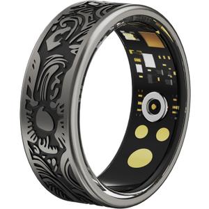 Smart Ring Heart Rate Monitor Sleep Ring Fitness Tracker Blood Pressure Step Counter Calories Pedometer Waterproof Health Vintage Smart Rings for Men Women Unique Anillo inteligente