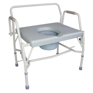 DMI Drop Arm Portable Toilet Commode, Extra-Wide Seat, 500 Pound Weight Capacity, Bucket with Lid Included, Adjustable Legs, Elderly Assistance Products, Grey