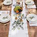 HunnmingRe White Ruffled Table Runner 72 inch Scalloped Table Runner Cotton Flounces Washable Shabby Farmhouse Rustic Home Kitchen Decoration for Wedding Rectangle Bride Shower Christmas Party