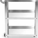 Stainless Steel Utility Cart 3 Tier - Heavy Duty Rolling Cart with Silent Wheels & Handle, Commercial Food Storage Trolley for Kitchen Restaurant Hospital Lab and Home, 16L x 24W x 34H