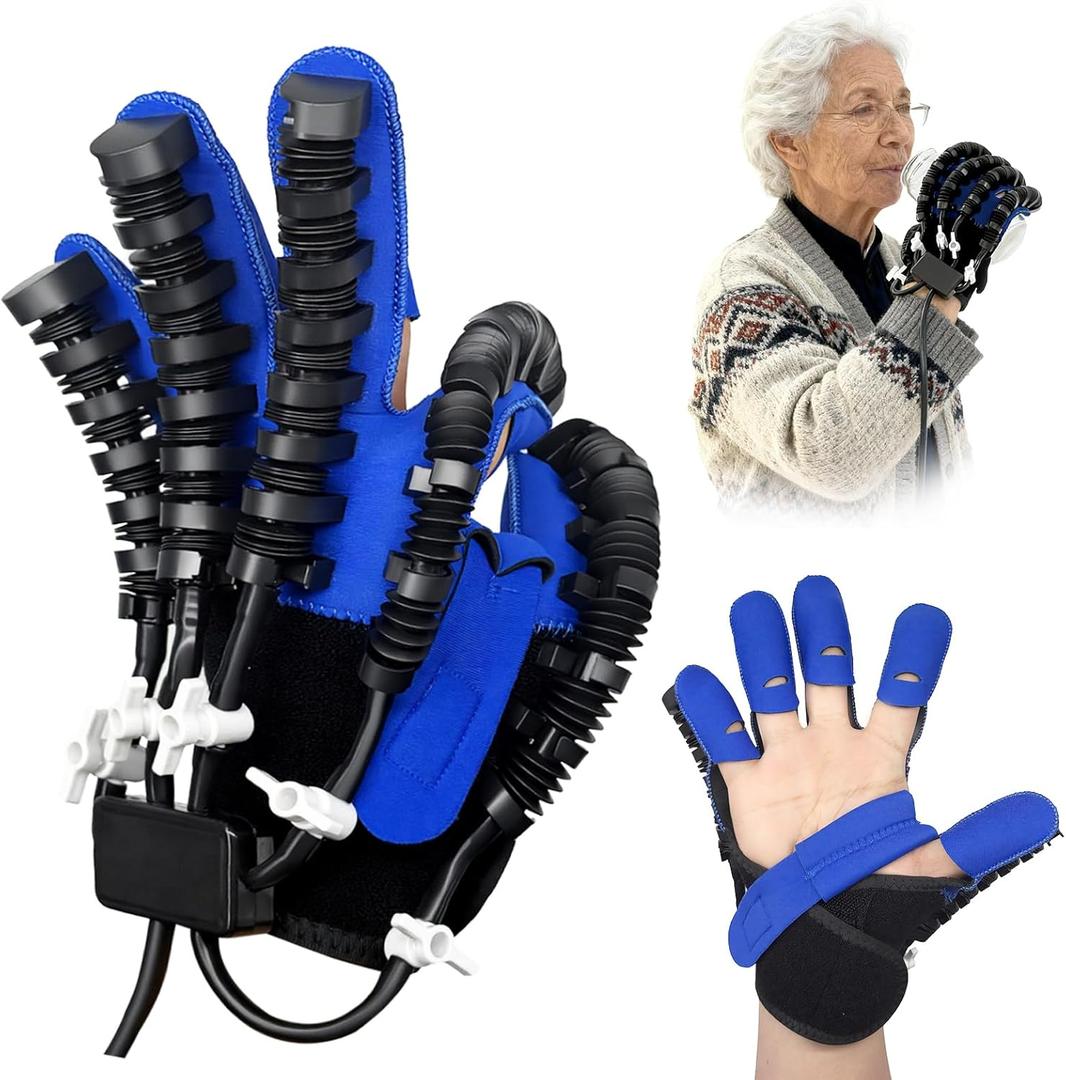 Hand Rehabilitation Equipment, Therapy Gloves for Stroke Hand Recovery Device, Robotic Rehab Glove for Finger Training, Adjustable Strength Hands Exerciser (Right-XL)