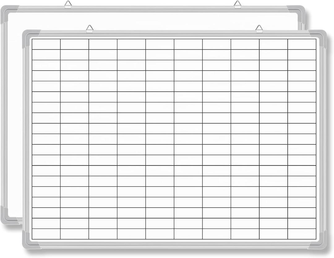 AmazingSpark Lined Whiteboard Blank Grid Aluminum Frame Dry Erase Board Reusable Wall Mounted Board for Scheduling, to Do Lists Weekly Planning Home Work(36 x 24 Inch,Whiteboard with Grid)