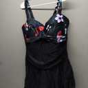 Aqua Eve One Piece Swim Dress Tummy Control Swimsuit with Skirt Modest Bathing Suit Vintage Swimdress (18 Plus, Black Floral)