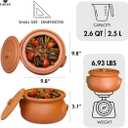 Hakan Suphan Handmade 2.6-Quart Small Clay Cooking Pot with Lid, Unglazed Natural Cookware, Terracotta Cazuela, Casserole Dish, Rice Cooking, Stewpot, Korean, Indian, Mexican Dish 2.5 L