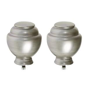 KAMANINA Round Replacement Finials for 3/ 4 or 5/ 8 Inch Curtain Rods, Antique Sliver Drapery Rod Finials with M6 Standard Screws, Set of 2