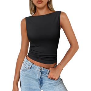 Trendy Queen Women Going Out Summer Tank Tops Spring Casual Basic Cute 2026 Sleeveless Shirt Vacation Fashion Outfit Clothes Small Black