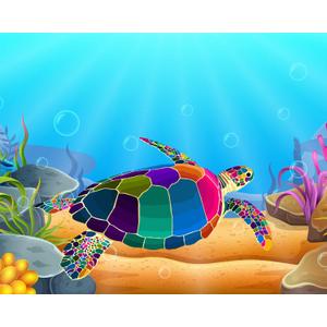 Tookeen Paint by Numbers Kit for Kids - DIY Painting Craft Kits - 20x16 Inch Acrylic Oil Painting On Canvas- Painting Set for Children's, Beginners, Colorful Sea Turtle for Home Wall Decor