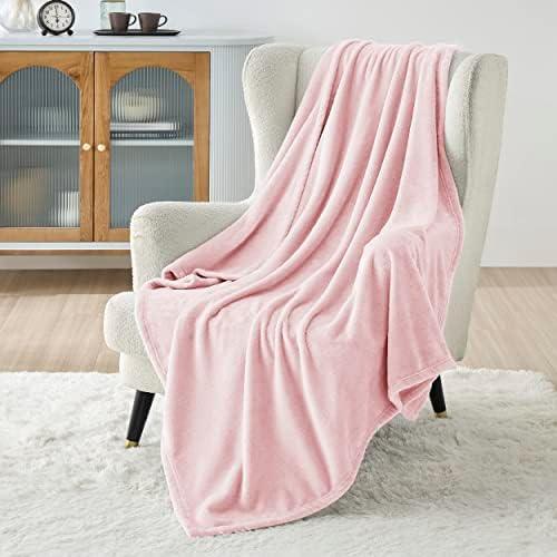 Bedsure GentleSoft Fleece Blanket Twin Size Pink - 300GSM Lightweight Plush Fuzzy Cozy Soft Blanket for Bed, Sofa, Couch, Travel, Camping, 60x80 inches