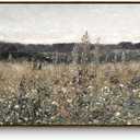 InSimSea Extra Large Framed Vintage Wall Art, Living Room Country Farmhouse Decor, Flower Meadow Landscape Paintings, Canvas Prints, Retro Scenery Long Pictures for Bedroom Above of Bed,24x48inch (Champ Fleuri)