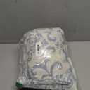 jinchan Linen Curtains for Living Room & Bedroom - Blue Damask Patterned 108 Inch Long Light Filtering Vintage Drapes with Grommet Window Treatments - 2 Panels Set