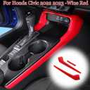 MUXEE 11th Gen Civic 3PCS Gear Shift Panel Cover Side Trim for Honda Civic 2022 2023 2024 2025 2026 - ABS Wine red Center Console Frame Side Trim Sport Interior Accessories