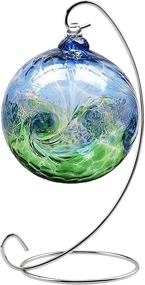 Abom 1 Pack 8in Single Ornament Display Stand, Air Plant Holder, Terrariums Hanger, Silver Iron Hanging Hook for Christmas Halloween Decoration, Glass Crystal Witch Ball, Home Wedding, Party Decor (1pcs)