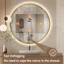 Niccy 36" Round LED Bathroom Backlit Mirror with Lights, Gold Frame Lighted Bathroom Vanity Mirrors for Wall Circle Mirror with Anti-Fog, Light Up Mirrors 3 Color ShatterProof