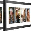 8x26 Collage Frame with 6 Openings 4X6 Pictures, Multiple Picture Frame with Mat, Wall or Tabletop Decor, Black Wood Grain,2 Pack