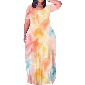 SUZONANA Plus Size Maxi Dress for Curvy Women Summer Casual Sundress Short Sleeve Loose Vacation Dress, XXL