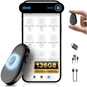 136GB Magnetic Voice Recorder - (9800Hours) Zutiifeu Voice Activated Recorder with DSP5.0 Noise Cancellation HD Audio Recorder for Classes, Meeting, Lecture, Daily Use Recording Device
