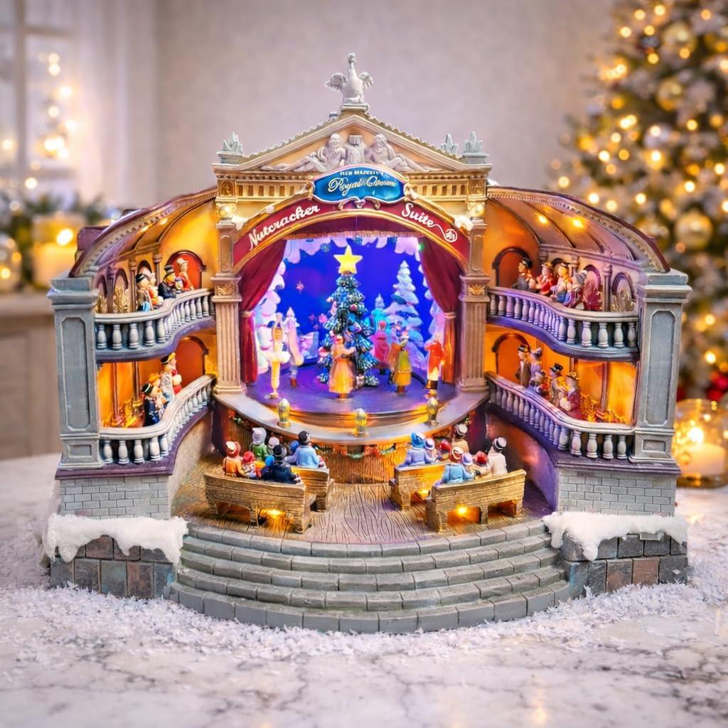 MOMENTS IN TIME Animated Nutcracker Opera House Musical Christmas Village Display LED 13.1 Polyresin Theater Scene with Lights Power Adapter Christmas Decoration, 15.16 L X 12.60 W X 13.39 H