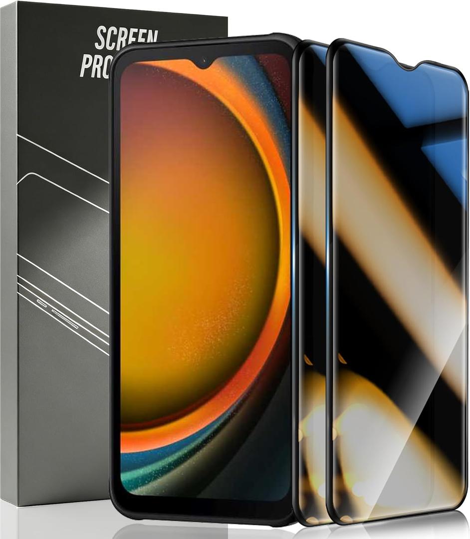 Cmiuubrer 2 Pack Privacy Tempered Glass for Samsung Galaxy XCover7 Pro 5G/Galaxy XCover7 Screen Protector, 9H Hardness Anti Scratch, Anti Spy Tempered Glass Film, Black Protector
