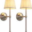 KDG Cordless Wall Sconces Set of 2, Small Wireless 5200mAh Rechargeable Battery Fabric LED Wall Lamps, Portables Lightings for Wall Painting, Living Room, Bedroom, Hallway, Gifts, Night Light (Nickel)