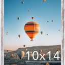 JCJMY 10x14 inch Picture Frame, Horizontal and Vertical Formats for Wall Hanging, 10 x 14 Wall Gallery Poster Photo Frame with Shatter Resistant Plexiglass,Rustic White