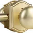 Door Knobs Interior, Classic Decorative Satin Brass Privacy Door Knob Perfect for Bedroom or Bathroom Doors, Durable Stylish Hardware for Indoor Use- 1 Pack