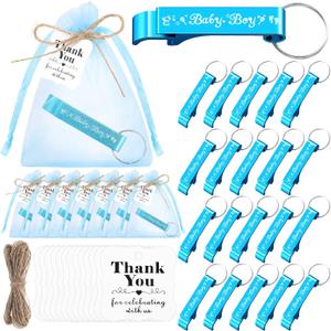 Tioncy 50 Set Baby Shower Bottle Opener Favors Baby Shower Gifts for Guests Beer Opener Keychains Thank You Tags Organza Bags Return Souvenirs for Gender Reveal Birthday Party Decorations Supplies