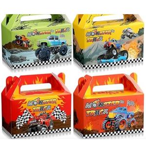 24 Pieces Truck Party Treat Boxes Racing Car Favor Goodie Candy Present Boxes Racing Truck Paper Gift Boxes for Truck Car Theme Birthday Party Supplies Decor