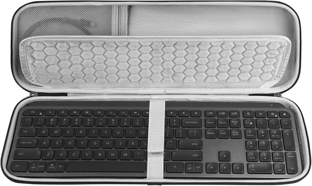 GEEKRIA Keyboard Carrying Case, Compatible with Logitech MX Keys Advanced/MX Keys S, EVA Hard Shell Travel Bag (Dark Grey)