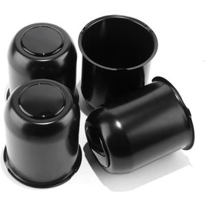 4Pcs 3.74inch Stainless Trailer Wheel Center Caps Push Through 3.74" Bore 4.33" Tall Top Removable Hub Cap for Truck SUV RV Wheel Rim, Matt Black Wheel Cover