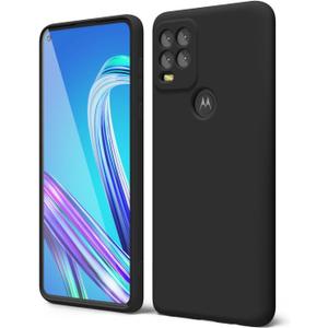 oakxco for Motorola Moto G Stylus 5G 2021 Phone Case Liquid Silicone, Cute Thin Slim Soft Rubber TPU Plain Smooth Gel Cover for Women Girl Aesthetic Design, Matte Solid Protective & Shockproof,Black
