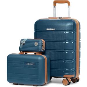 Joyway 20 Inch Carry On Luggage with TSA Lock, Durable Hardshell Suitcase for Travel, Unisex Checked Set for Men and Women Dark Blue