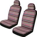 Baja Saddle Blanket Car Seat Covers Front Set, Washable Breathable Striped Woven Cloth Seat Covers for Cars, SUV, Truck,Airbag Compatible(Pink), Pack of 1 