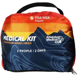 Adventure Medical Kits Mountain Series Medical Kit - Hiker - Emergency Medical First Aid Kit - for 2 People for 2 Days - Comes with a Trauma Pad, Medicine, Guide Book & More - Sunset