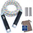 Coniflor Weighted Jump Rope, 1LB Tangle-Free Ball Bearing Rapid Speed Skipping Rope for Men Women, Adjustable 9mm Cotton & PVC Rope with Alum Handle for Boxing MMA Weight-Loss Athletic Workout Fitness