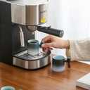 2-Oz Ceramic Espresso Cups with Wood Handle, 2/4-Piece Set for Coffee, Tea, Latte - Dishwasher Safe, Multi-Color & Wood Styles, Gift & Caf Use (blue white, Wooden Handle4)