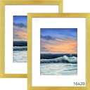 LUCKYLIFE 16x20 Frames in Gold, Picture Poster Frames for Wall Mounting, 2 Pack