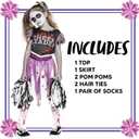 Spooktacular Creations Zombie Halloween Cheerleader Costume, Girls Scary Cheerless Costume, Kids Dead Cheerleading Outfit for Halloween Role Play Themed Parties, Purple Black, S (M)